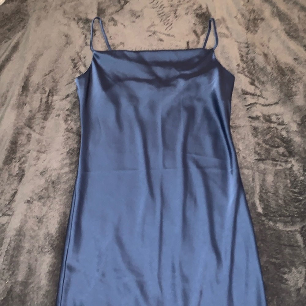 Banana Republic NWT sz S dark blue adjustable spaghetti strap, silky maxi dress